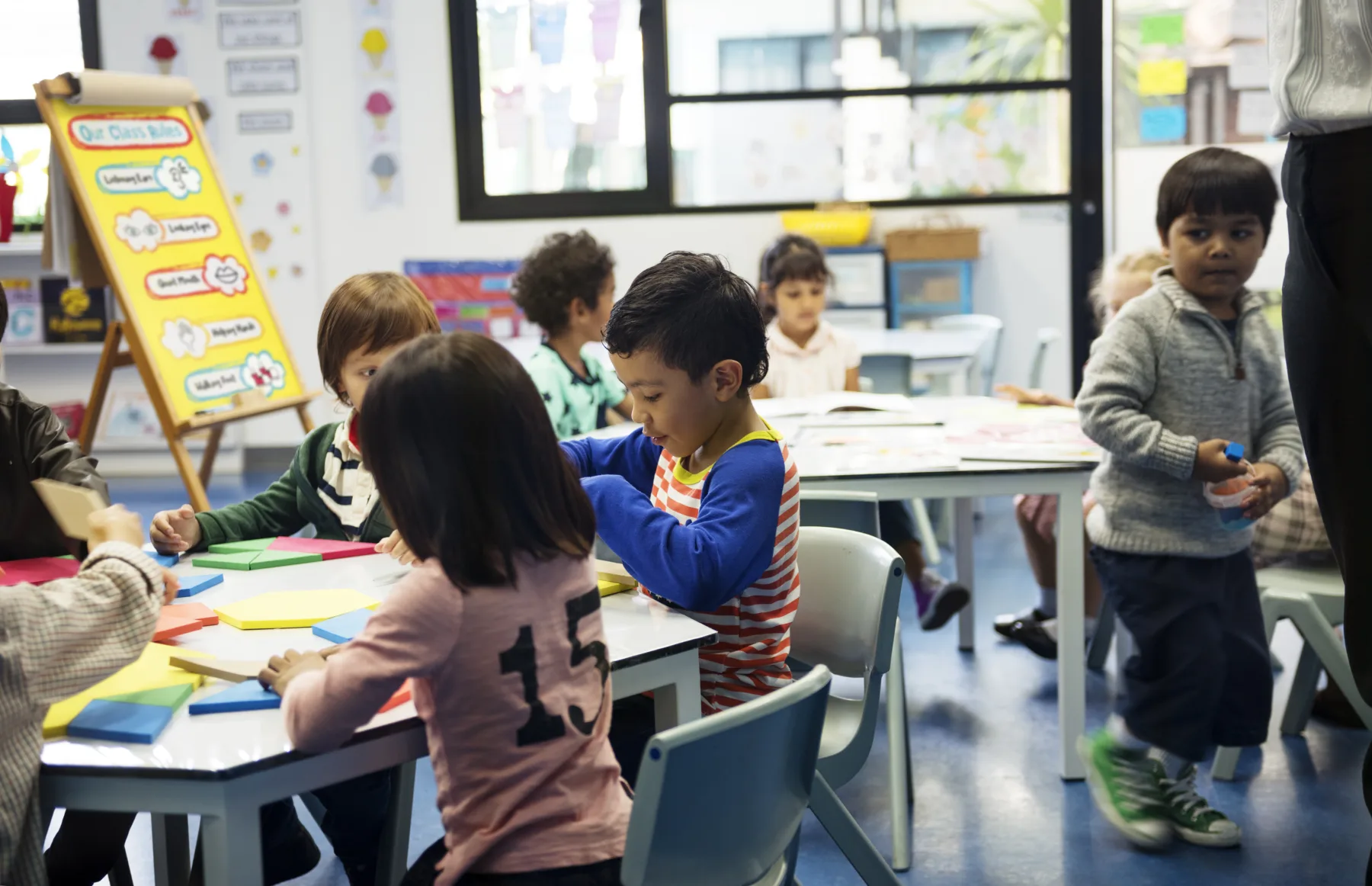 Group of diverse students at daycare